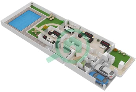 المخططات الطابقية لتصميم النموذج 6A فیلا 5 غرف نوم - قرية القرم