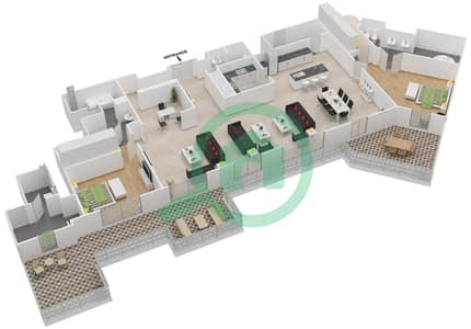المخططات الطابقية لتصميم النموذج 2 بنتهاوس 2 غرفة نوم - بروميناد القرم الشرقي 2