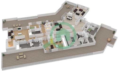 المخططات الطابقية لتصميم النموذج 1 بنتهاوس 3 غرف نوم - بروميناد القرم الشرقي 1
