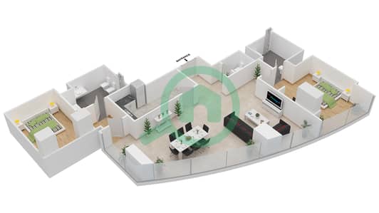 Etihad Towers - 2 Bed Apartments Type T4-2D Floor plan