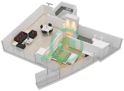 Etihad Towers - 1 Bed Apartments Type T2-1C Floor plan