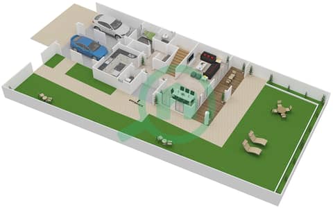 المخططات الطابقية لتصميم النموذج B فیلا 3 غرف نوم - حدائق بلووم