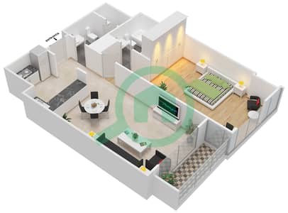 The ARC - 1 Bedroom Apartment Unit A-21,C-20 Floor plan