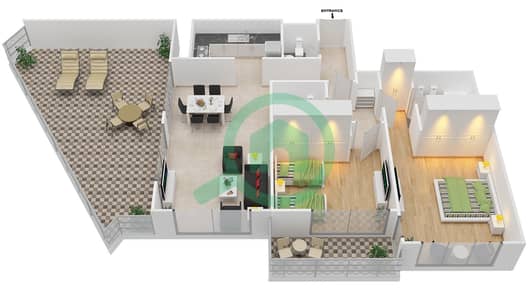 المخططات الطابقية لتصميم النموذج I شقة 2 غرفة نوم - مانغروف بليس