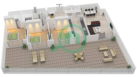 المخططات الطابقية لتصميم النموذج I شقة 3 غرف نوم - مانغروف بليس