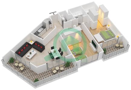 المخططات الطابقية لتصميم النموذج D شقة 2 غرفة نوم - مانغروف بليس
