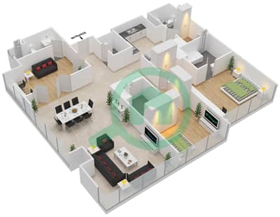 МАГ 5 Резиденс (B2 Тауэр) - Апартамент 2 Cпальни планировка Тип C