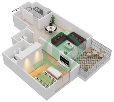Amaya Towers - 1 Bed Apartments Type C Floor plan