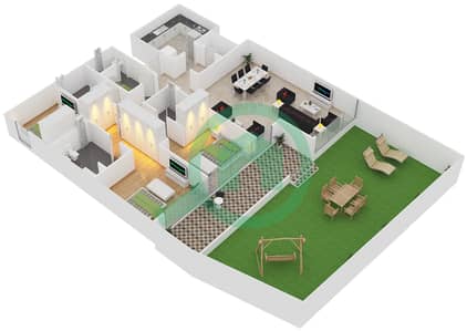 Yasmina Residence - 3 Bed Apartments Type A Floor plan