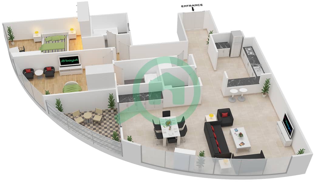 Sigma Tower 2 - 2 Bedroom Apartment Type 2 Floor plan image3D