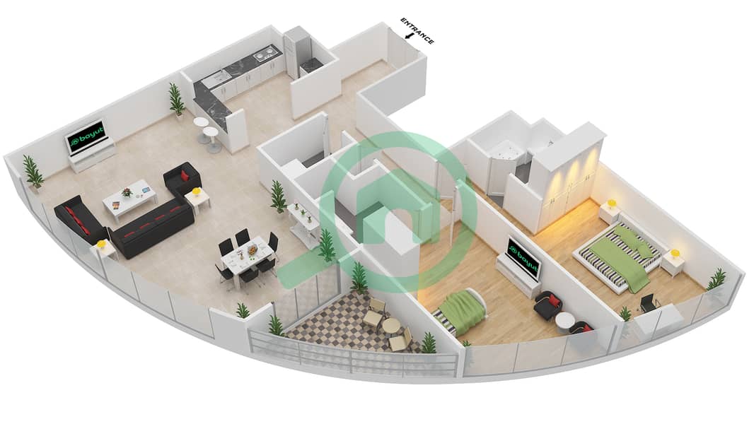 Sigma Tower 1 - 2 Bedroom Apartment Unit 7 Floor plan image3D