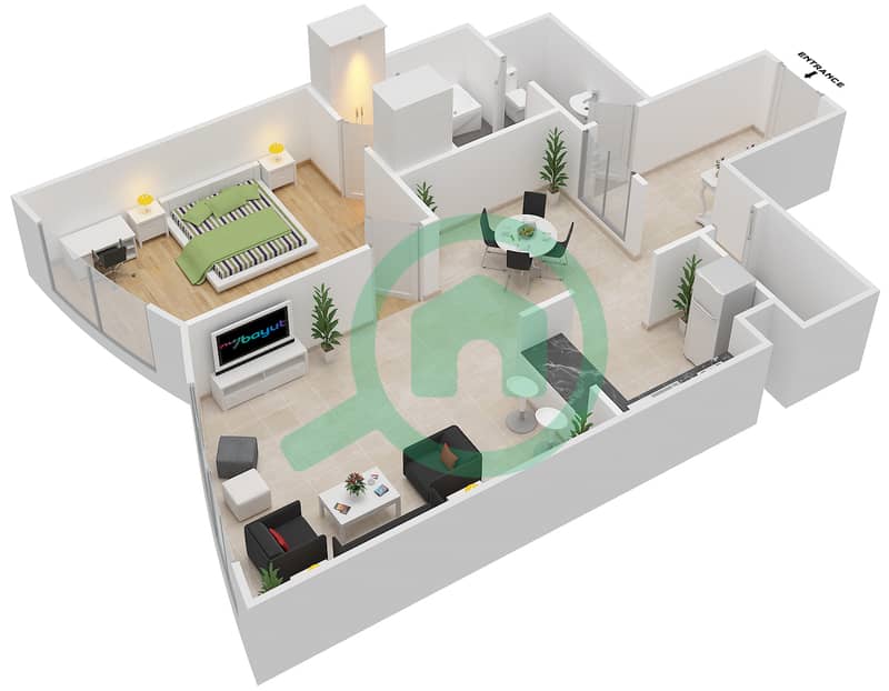Sigma Tower 1 - 1 Bedroom Apartment Unit 4,6 Floor plan image3D
