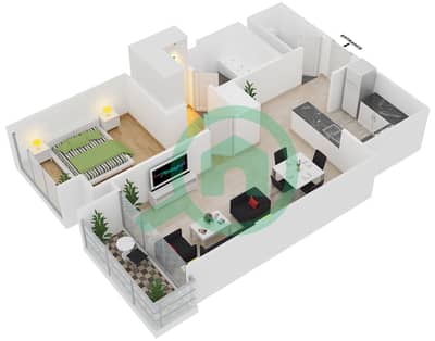 المخططات الطابقية لتصميم النموذج / الوحدة D/9 FLOOR 4-39 شقة 1 غرفة نوم - برج المها