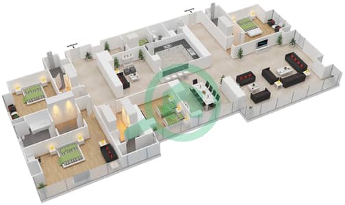 Al Durrah Tower - 4 Bedroom Apartment Type F Floor plan