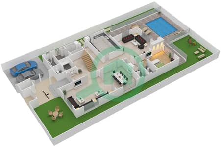 المخططات الطابقية لتصميم النموذج A فیلا 5 غرف نوم - نرجس
