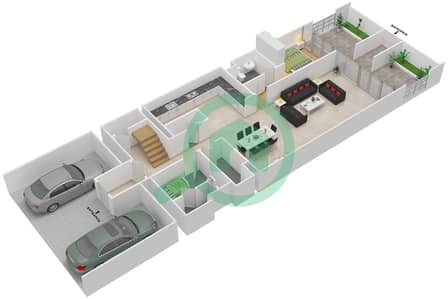 المخططات الطابقية لتصميم النموذج 3 تاون هاوس 3 غرف نوم - الزينة C