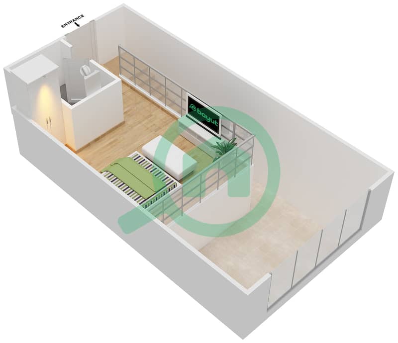 Al Raha Lofts - 1 Bedroom Apartment Type LOFT (LUXURY) Floor plan Upper Floor image3D