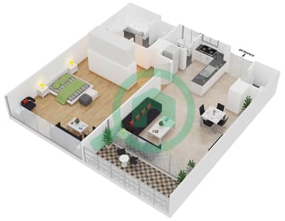 Al Nada 2 - 1 Bed Apartments Type B1 Floor plan