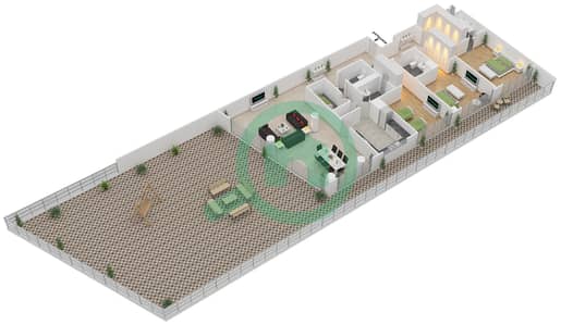 المخططات الطابقية لتصميم النموذج E شقة 3 غرف نوم - الهديل