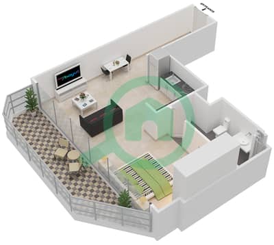 Al Hadeel - Studio Apartment Type C Floor plan