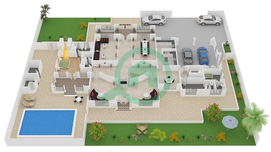 朱美拉棕榈岛招牌别墅M区 - 5 卧室别墅类型GRAND STAIRCASE CONTEMP.戶型图