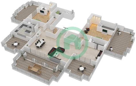 المخططات الطابقية لتصميم النموذج 2 شقة 3 غرف نوم - مساكن تاج العظمة