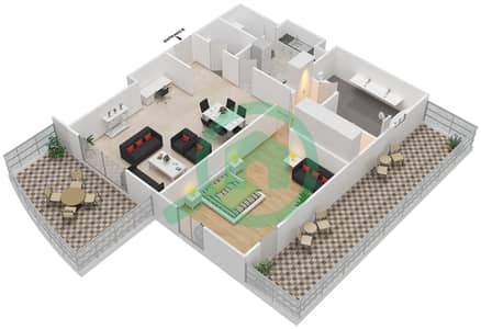 Oceana Caribbean - 1 Bed Apartments Type I Floor plan