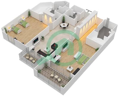 Jumeirah Zabeel Saray - 2 Bedroom Apartment Type 6 Floor plan