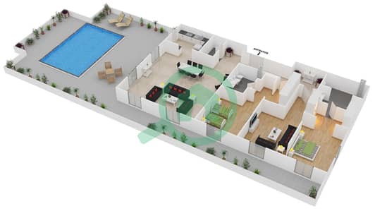 The Royal Amwaj Resort & Spa - 2 Bedroom Penthouse Type F Floor plan