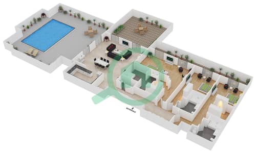 阿姆瓦伊皇家度假酒店 - 3 卧室顶楼公寓类型C戶型图