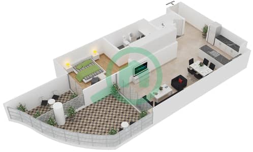 皇家海湾 - 1 卧室公寓单位11 FLOOR 1戶型图