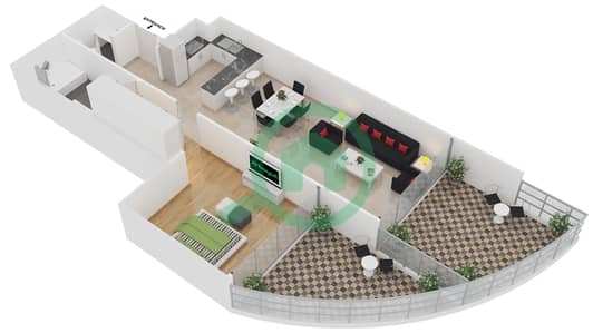 المخططات الطابقية لتصميم الوحدة 7 FLOOR 3,5,7 شقة 1 غرفة نوم - رويال باي من عزيزي