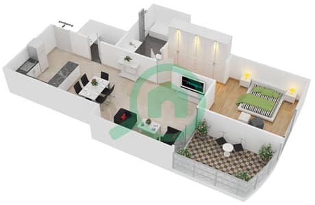 Royal Bay by Azizi - 1 Bedroom Apartment Unit 6 FLOOR 2,4,6,8 Floor plan