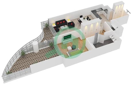 المخططات الطابقية لتصميم الوحدة 5 FLOOR 2,4,6,8 شقة 1 غرفة نوم - رويال باي من عزيزي