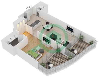 Royal Bay by Azizi - 1 Bedroom Apartment Unit 4 FLOOR 1 Floor plan