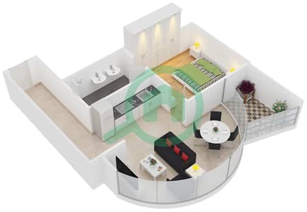 Dukes The Palm - Studio Apartment Type CS Floor plan