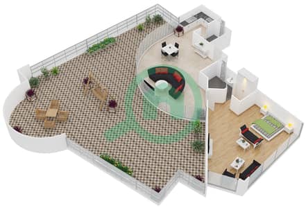 المخططات الطابقية لتصميم النموذج C1B شقة 1 غرفة نوم - دوقات النخلة