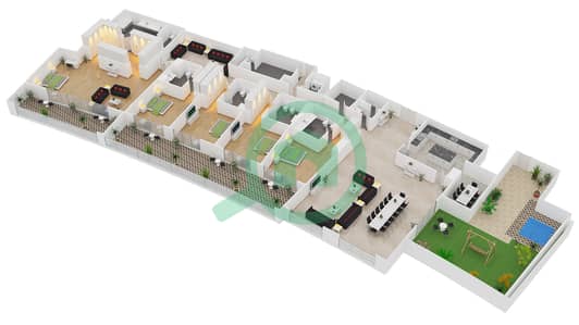المخططات الطابقية لتصميم النموذج 5 بنتهاوس 5 غرف نوم - مساكن دريم بالم