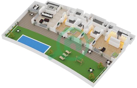 المخططات الطابقية لتصميم النموذج 4 تاون هاوس 4 غرف نوم - مساكن دريم بالم
