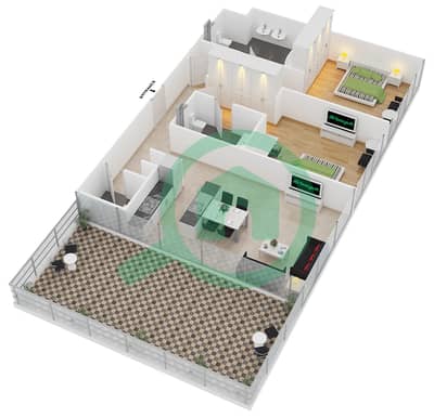 المخططات الطابقية لتصميم النموذج H2C شقة 2 غرفة نوم - ذا 8