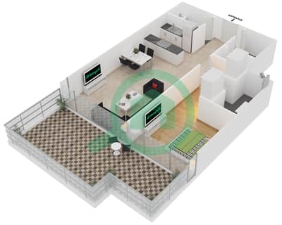 المخططات الطابقية لتصميم النموذج H1D شقة 1 غرفة نوم - ذا 8
