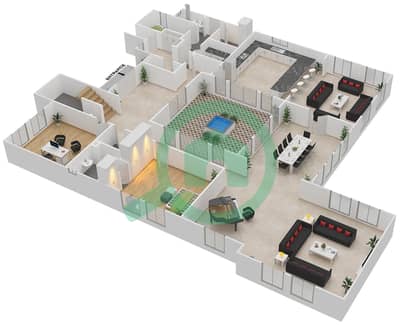 المخططات الطابقية لتصميم النموذج 1 فیلا 6 غرف نوم - مايوركا