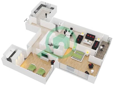 Duja Tower - 2 Bed Apartments Type 3 Floor plan