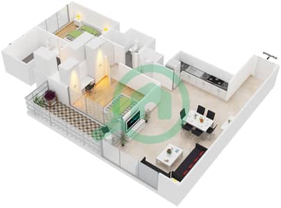 المخططات الطابقية لتصميم النموذج 2 شقة 2 غرفة نوم - بوابة الخور
