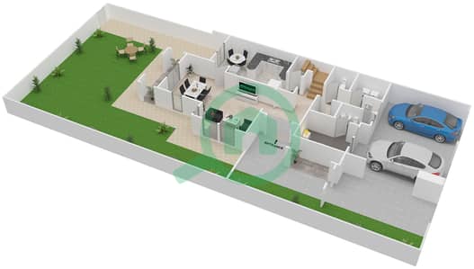 المخططات الطابقية لتصميم النموذج C END UNIT فیلا 3 غرف نوم - فرات