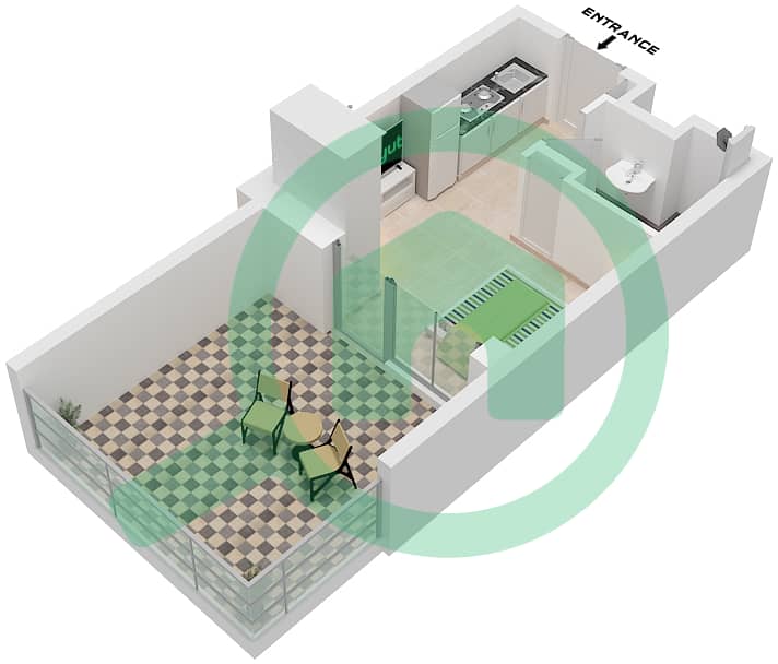 Urban Oasis by Missoni - Studio Apartment Unit 16,21 FLOOR 1 Floor plan Unit 16,21 Floor 1 interactive3D