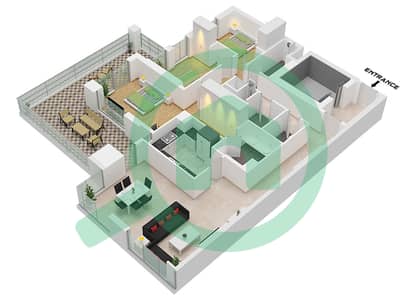Urban Oasis by Missoni - 3 Bedroom Apartment Unit 3,4 FLOOR 2-14,16-29 Floor plan