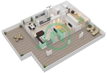 图里亚大厦B座 - 2 卧室公寓套房4,17A戶型图