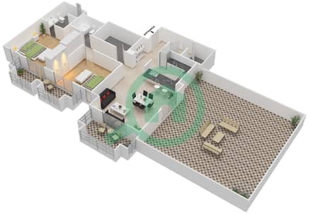المخططات الطابقية لتصميم التصميم 5A FLOORS 2-4 شقة 2 غرفة نوم - برج ترافو B