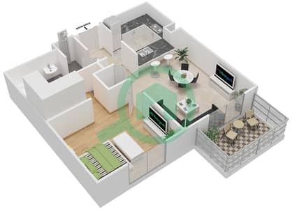 Travo Tower B - 1 Bed Apartments Suite 11 Floors 3-4 Floor plan